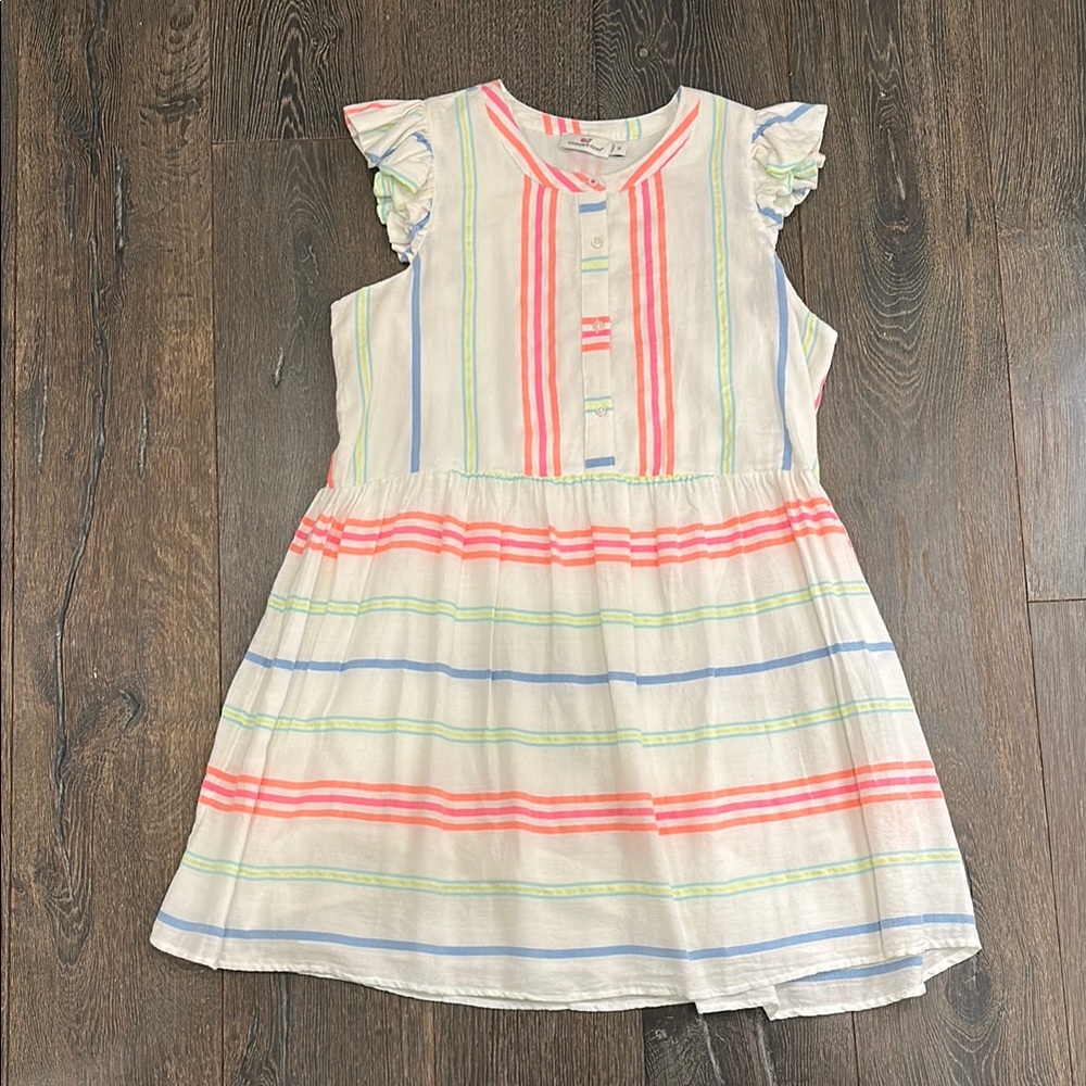 Vineyard Vines Guava Multi Colored Striped Button-front Women’s Dress
